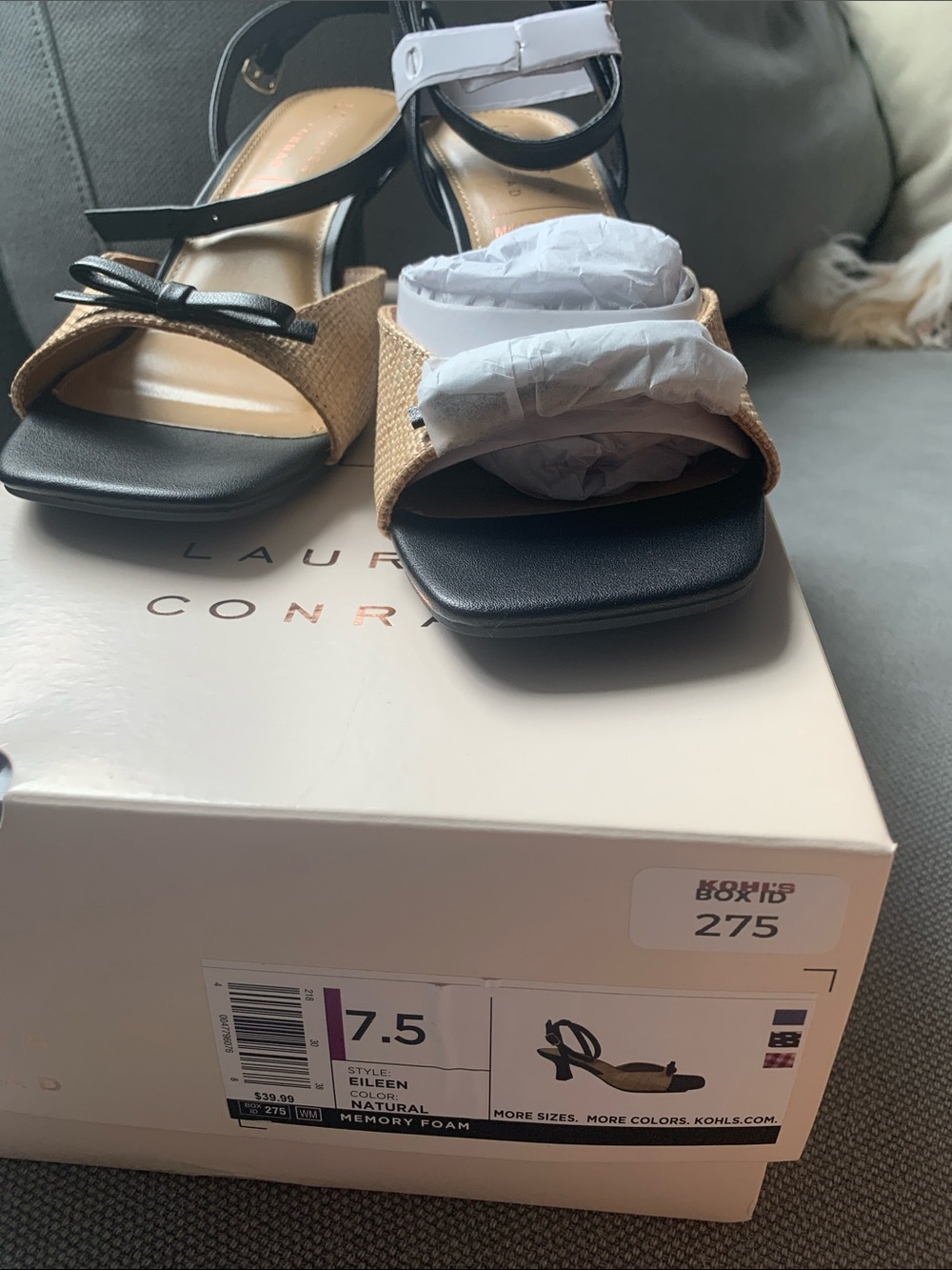 LC Lauren Conrad Black and Natural Woven Ankle-Strap Sandals